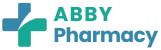 Abby Pharmacy logo with teal medical cross and text