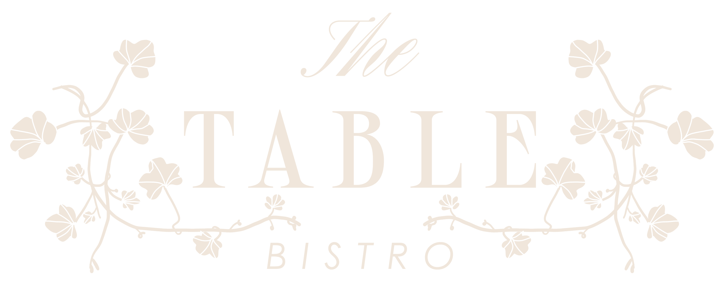 The Table Bistro logo featuring elegant beige botanical vine design with text in Abbotsford