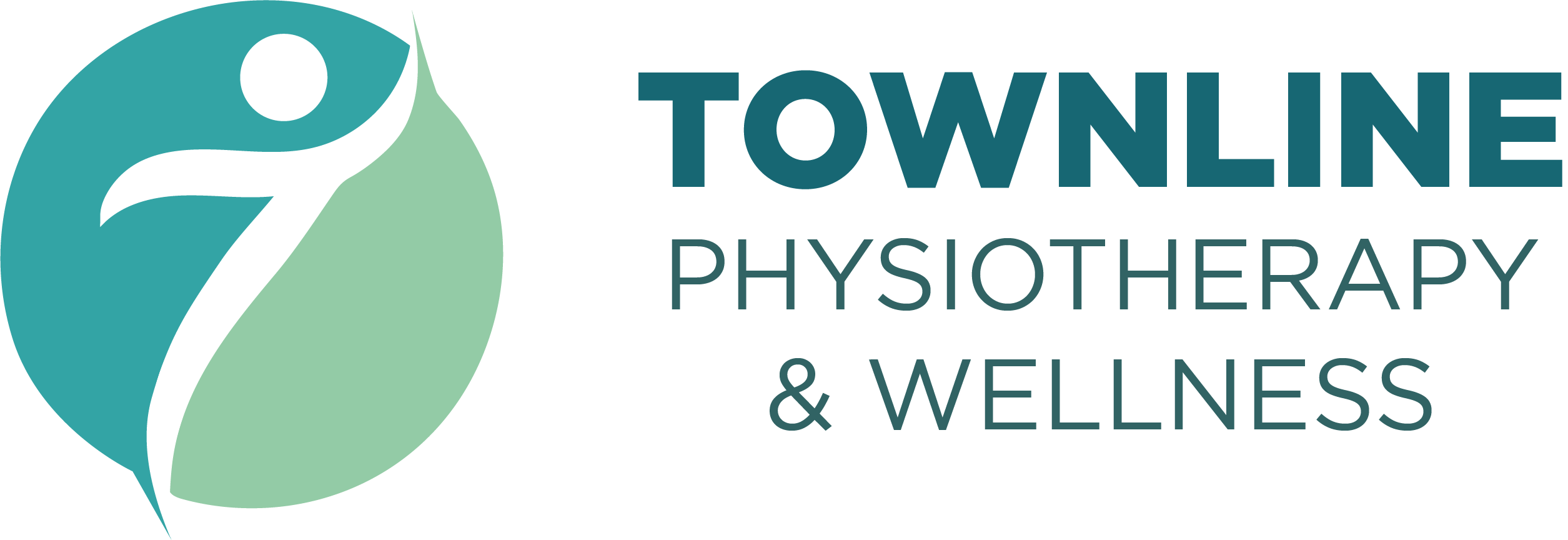 Townline Physiotherapy & Wellness logo - a healthcare clinic in Abbotsford featuring a stylized figure in teal and green