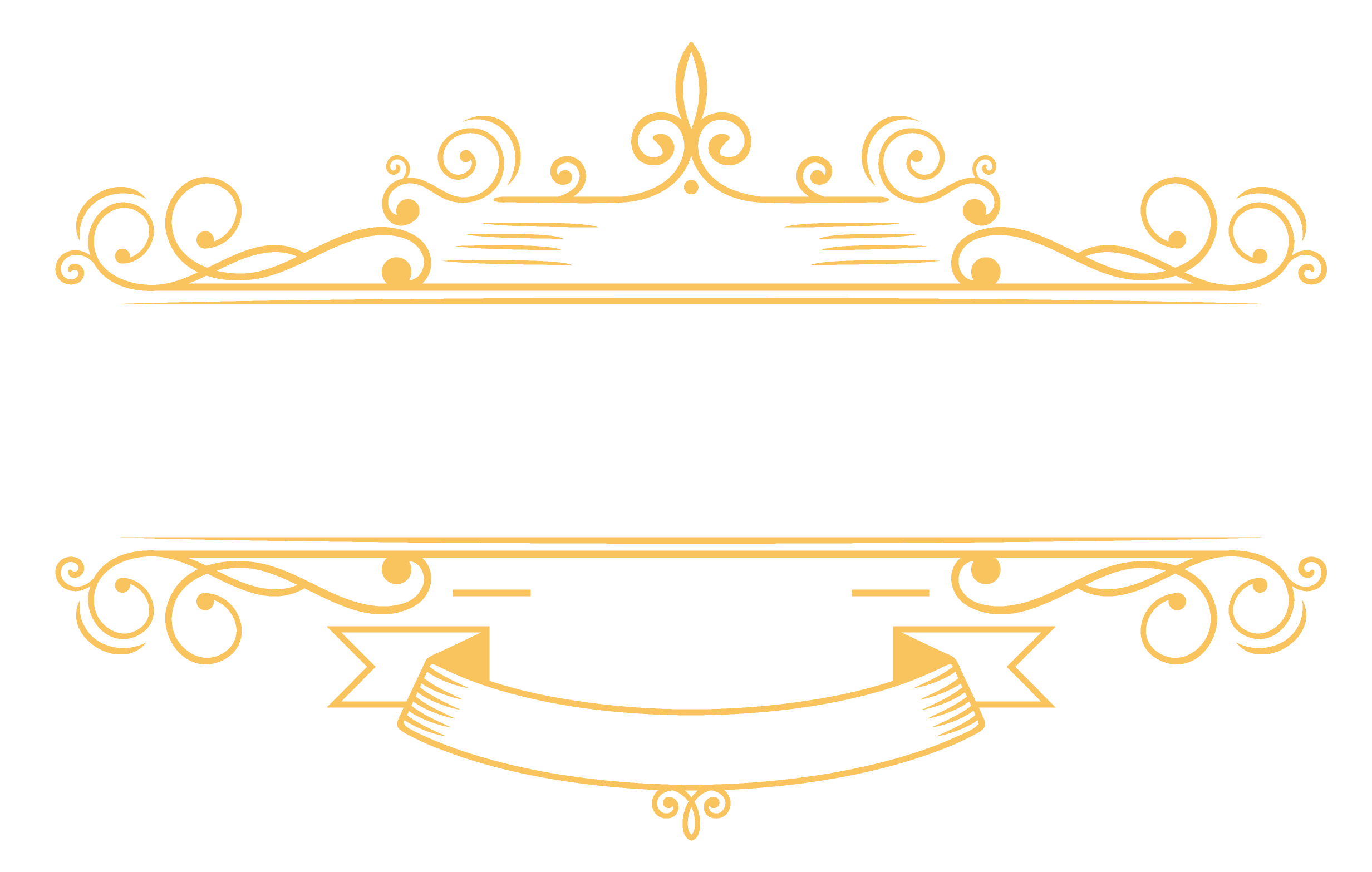 Hansen's Barber Shop And Tattoo ornamental gold divider with ribbons in Abbotsford