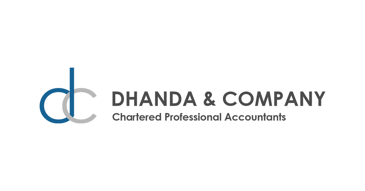 Dhanda & Company Chartered Professional Accountants logo with blue and gray intertwined letters DC