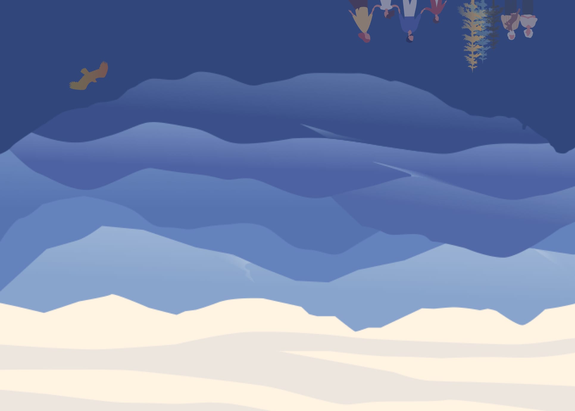 Underwater ocean scene with layered blue water, sandy seafloor, fish, and hanging seaweed and coral, representing the serene vision care environment at Discover Eyecare in Abbotsford