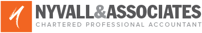 Nyvall and Associates Chartered Professional Accountants logo in orange and gray