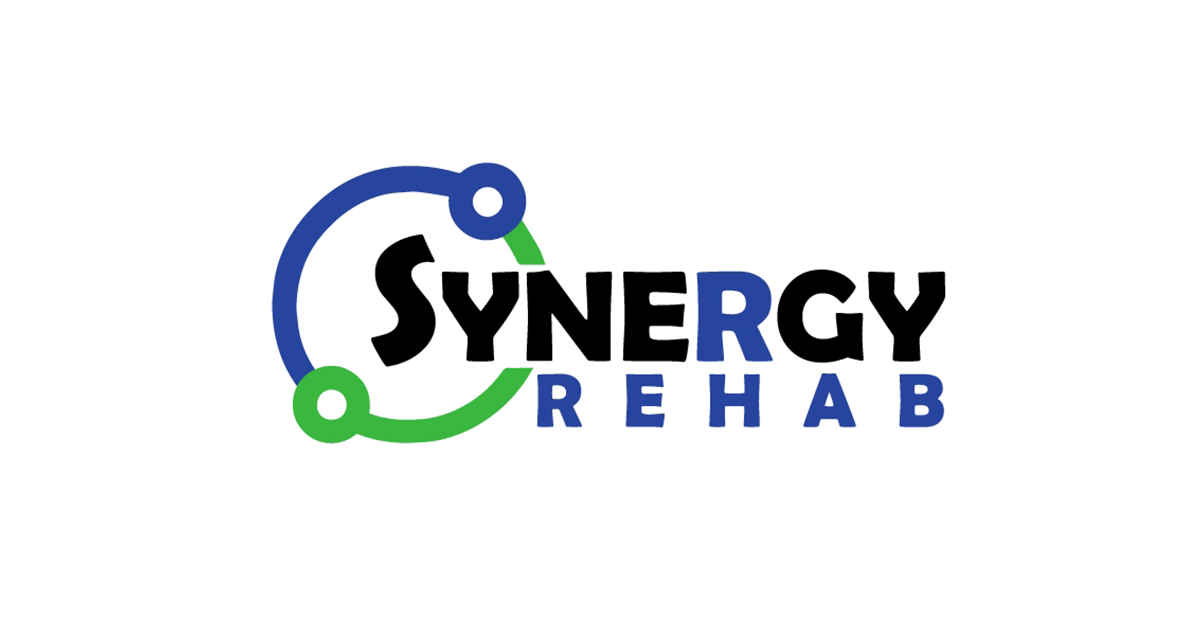 Synergy Rehab Abbotsford logo featuring blue and green circular design with interconnected nodes