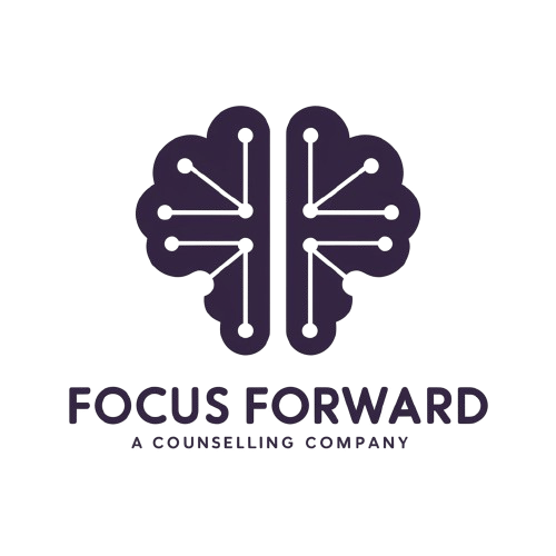 Focus Forward Counselling company logo featuring a stylized brain with circuit connections