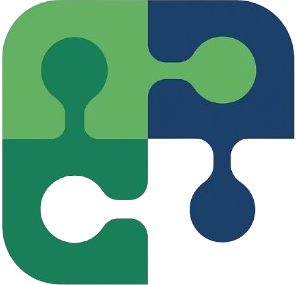 Abbotsford Connectivity Counselling puzzle piece logo with interconnected green, blue, and white elements