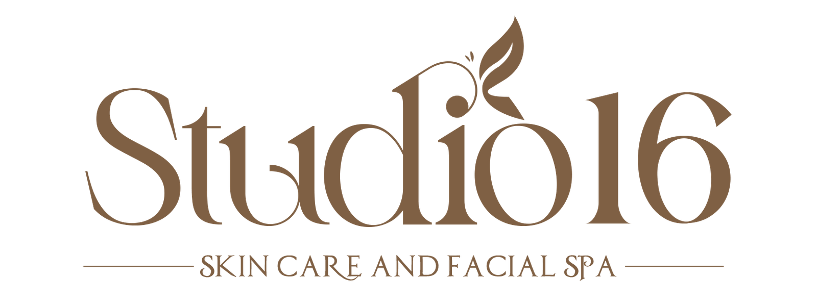 "image_description": "Studio16 Skincare and Facial Spa Abbotsford logo featuring elegant brown typography with a decorative l