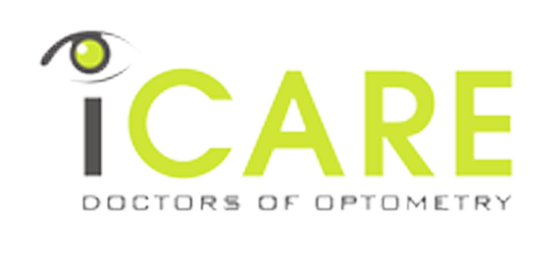 ICare Doctors of Optometry Abbotsford logo featuring a stylized eye icon with the practice name in green and grey text