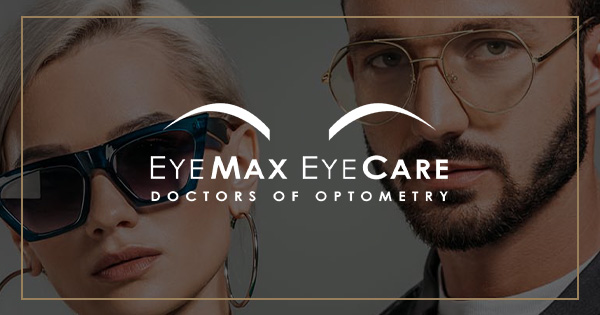 EyeMax EyeCare Doctors of Optometry in Abbotsford - professional eye care service featuring two people wearing stylish eyeglasses and sunglasses