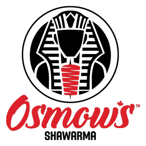 Osmow's Shawarma logo featuring an Egyptian pharaoh head in a black circle with red text, representing the Abbotsford location