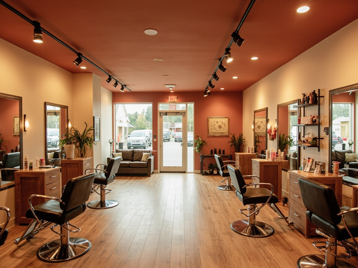 Abbotsford neighbourhood salon with warm terracotta tones, professional styling chairs and welcoming reception