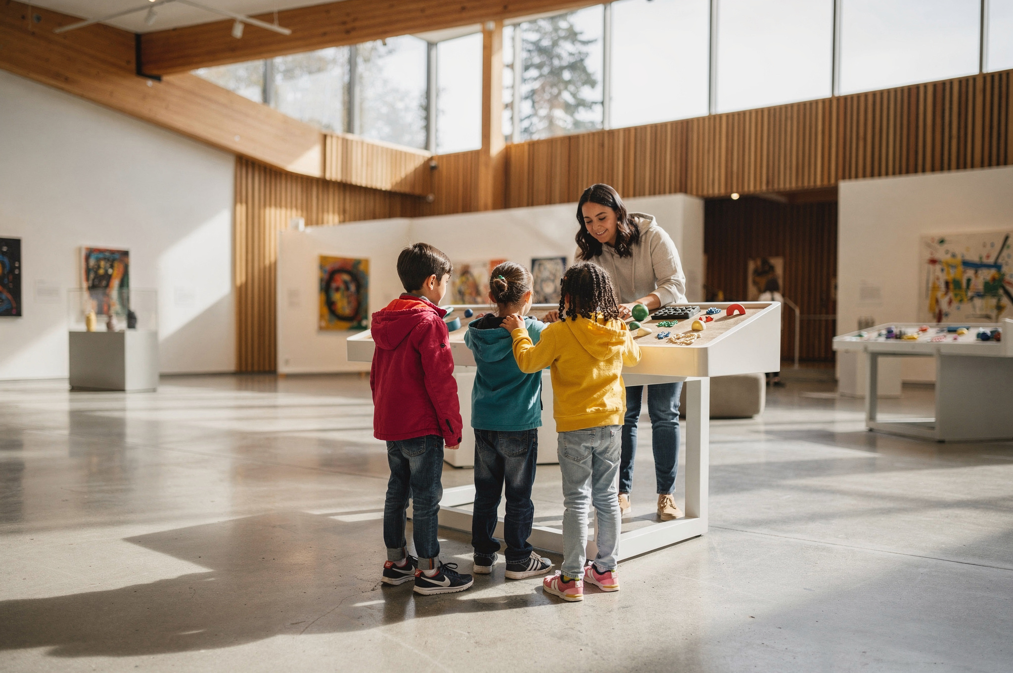 Kids exploring interactive exhibits at The Reach Gallery Museum Abbotsford